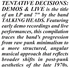 TENTATIVE DECISIONS: DEMOS & LIVE